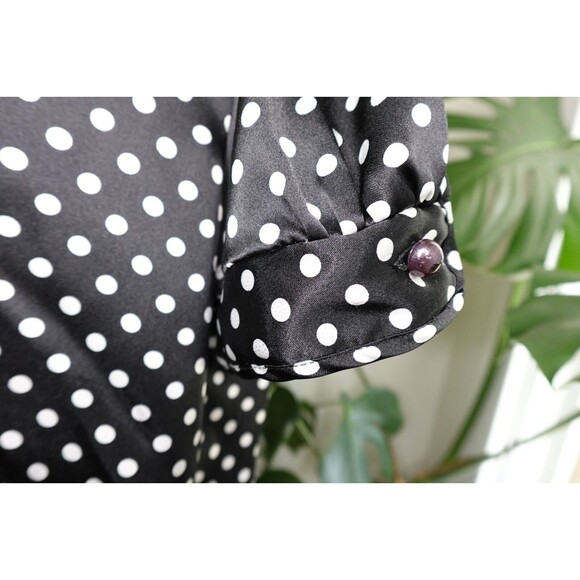 AGB Women's 1950's Retro Style Polka Dotted Short-Sleeve 3-Button Top SZ X-Large - Picture 3 of 7